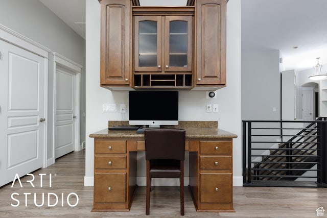 3013 W Alta Peak Rd, South Jordan, UT 84095 - office with baseboards, light wood finished floors, and built in study area