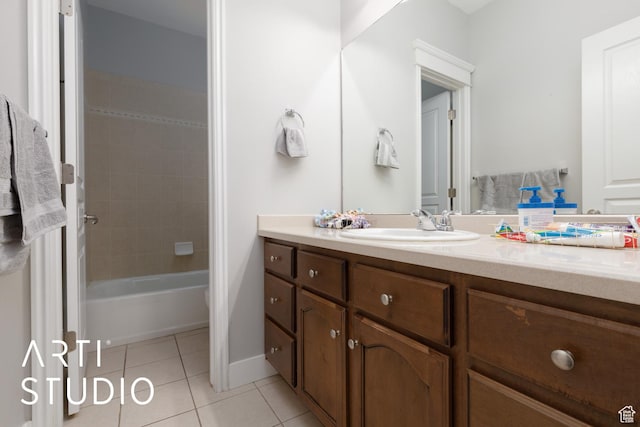 3013 W Alta Peak Rd, South Jordan, UT 84095 - full bathroom with shower / bath combination, vanity, and tile patterned floors