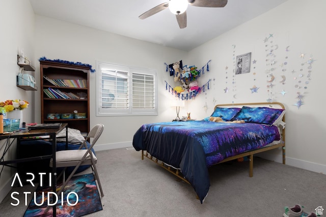 3013 W Alta Peak Rd, South Jordan, UT 84095 - bedroom with ceiling fan, baseboards, and carpet flooring