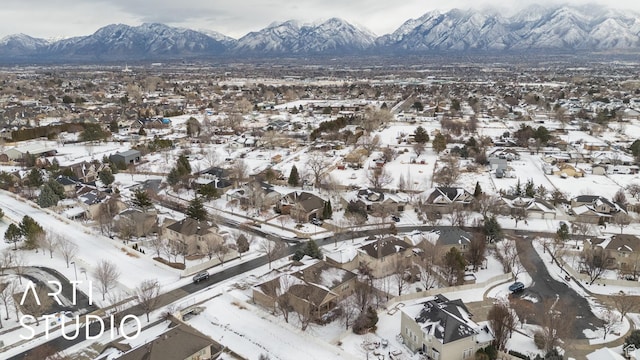 3013 W Alta Peak Rd, South Jordan, UT 84095 - snowy aerial view with a residential view and a mountain view
