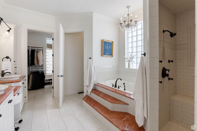 1609 E Quail Way, Logan, UT 84321 - full bath featuring a sink, a tile shower, double vanity, and a wealth of natural light