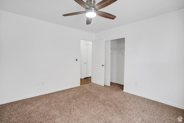 298 Beaumont Dr, Kaysville, UT 84037 - unfurnished bedroom with carpet, baseboards, a closet, and ceiling fan
