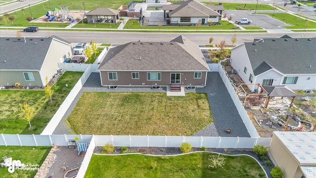 drone / aerial view with a residential view
