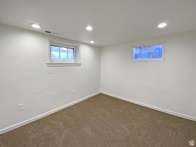 2943 S 400 W, Bountiful, UT 84010 - below grade area featuring recessed lighting, carpet flooring, visible vents, and baseboards