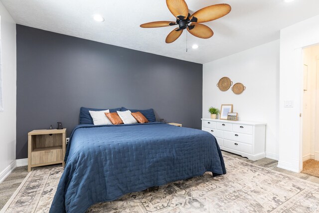 93 N 200 W, Smithfield, UT 84335 - bedroom featuring recessed lighting, baseboards, a ceiling fan, and light colored carpet