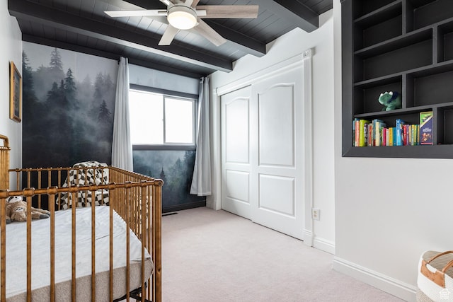 93 N 200 W, Smithfield, UT 84335 - bedroom with wood ceiling, light carpet, beamed ceiling, and baseboards
