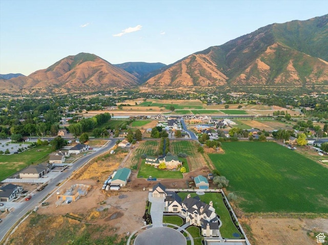 aerial view with a mountain view