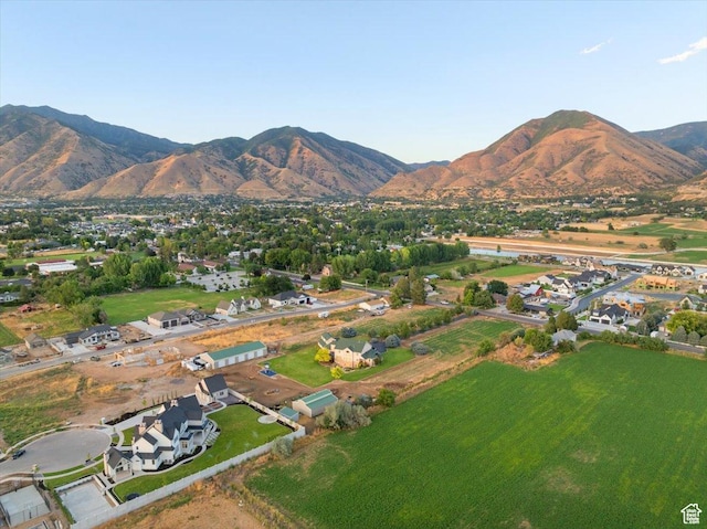 drone / aerial view with a mountain view