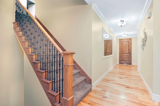 1429 E Chateau Ridge Way S, Sandy, UT 84092 - corridor featuring light wood finished floors, baseboards, and crown molding