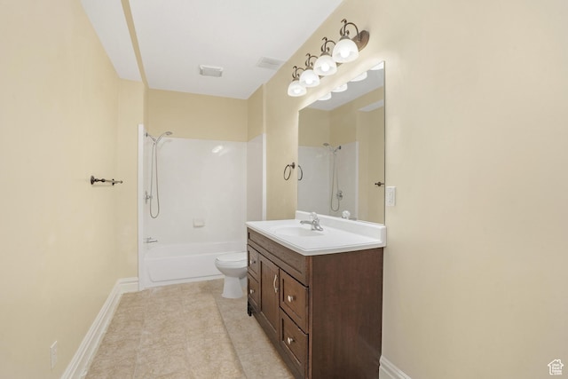 1429 E Chateau Ridge Way S, Sandy, UT 84092 - bathroom featuring baseboards, toilet, shower / tub combination, tile patterned floors, and vanity