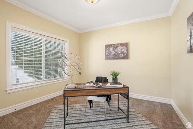 1429 E Chateau Ridge Way S, Sandy, UT 84092 - carpeted office space with visible vents, crown molding, and baseboards