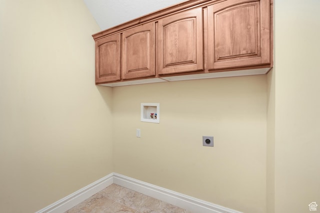 1429 E Chateau Ridge Way S, Sandy, UT 84092 - washroom with cabinet space, baseboards, marble finish floor, washer hookup, and electric dryer hookup