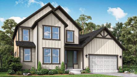 modern inspired farmhouse featuring board and batten siding, driveway, and an attached garage