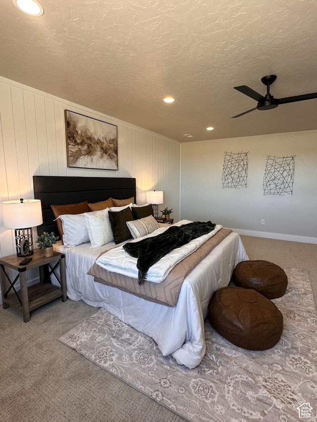 798 W Clark St N, Grantsville, UT 84029 - bedroom with carpet, a textured ceiling, recessed lighting, and ceiling fan