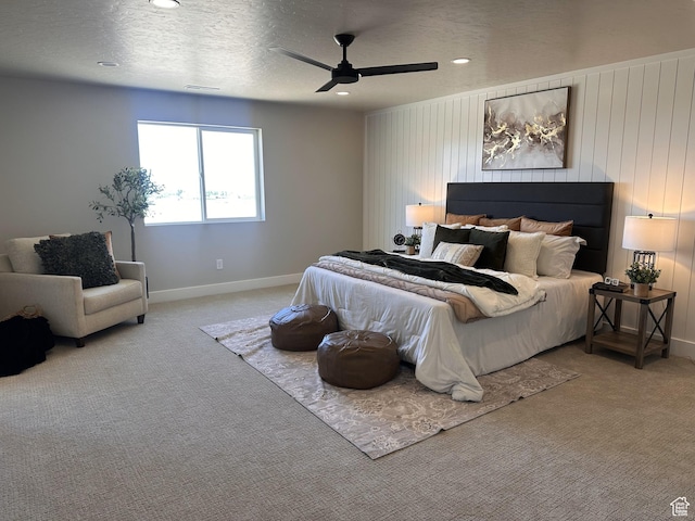 798 W Clark St N, Grantsville, UT 84029 - bedroom with carpet floors, baseboards, recessed lighting, a ceiling fan, and a textured ceiling