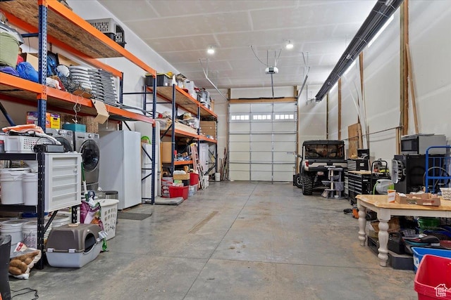 4337 N 2900 E, Liberty, UT 84310 - garage with freestanding refrigerator and separate washer and dryer