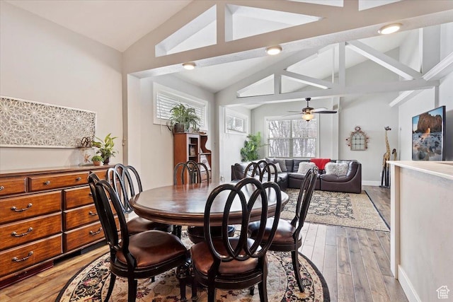 4337 N 2900 E, Liberty, UT 84310 - dining space featuring lofted ceiling, a ceiling fan, baseboards, and light wood-type flooring