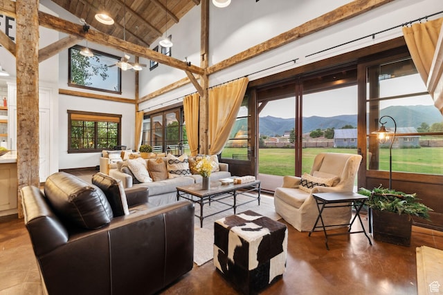 703 River Rd, Midway, UT 84049 - sunroom featuring a mountain view and a chandelier