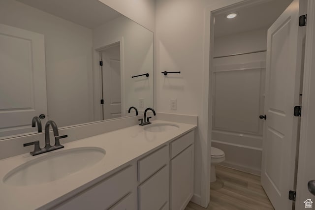 1656 N 800 W, Salem, UT 84653 - full bath featuring toilet, wood finished floors, double vanity, shower / tub combination, and recessed lighting