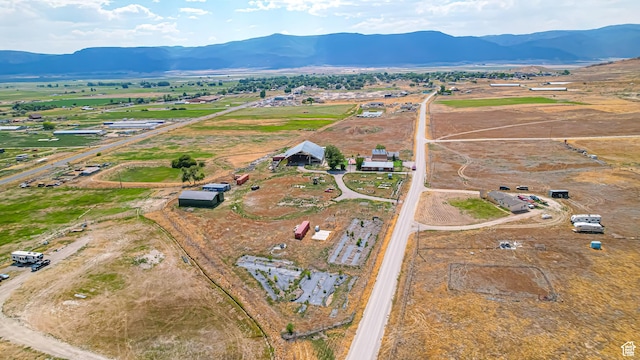 bird's eye view with a rural view and a mountain view