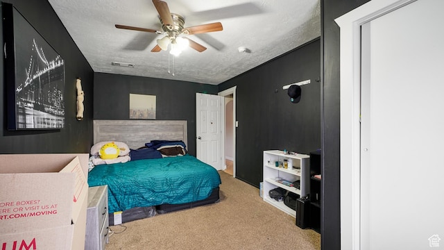2812 S 9150 W, Magna, UT 84044 - bedroom with a ceiling fan, carpet, visible vents, and a textured ceiling