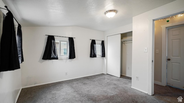 2812 S 9150 W, Magna, UT 84044 - unfurnished bedroom with lofted ceiling, carpet, a closet, and a textured ceiling