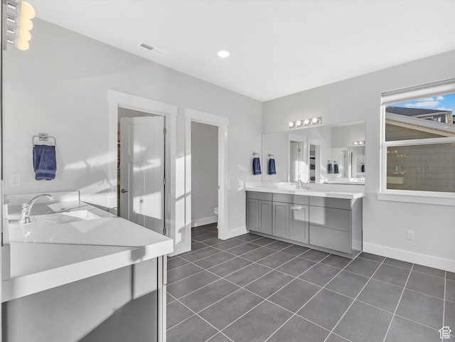 14678 S Silver Blossom Way E, Draper, UT 84020 - bathroom with tile patterned flooring, vanity, and recessed lighting