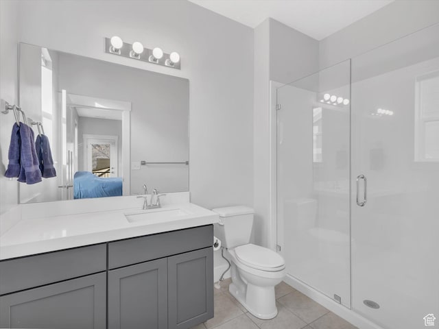 14678 S Silver Blossom Way E, Draper, UT 84020 - full bathroom with vanity, a stall shower, connected bathroom, and tile patterned floors
