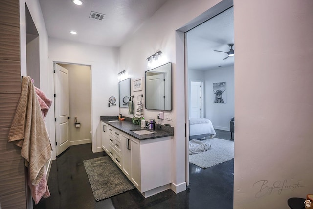 2906 N Purple Sage Rd, Apple Valley, UT 84737 - bathroom featuring ensuite bathroom, vanity, recessed lighting, a ceiling fan, and baseboards