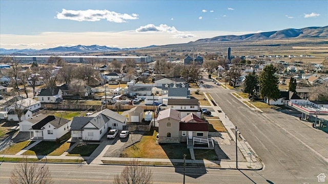 bird's eye view with a mountain view and a residential view