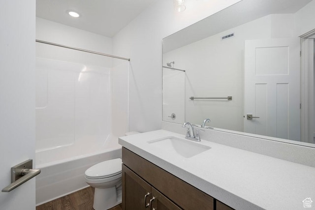 1753 W 160 S Unit 45, Pleasant Grove, UT 84062 - full bath with visible vents, toilet, wood finished floors, bathtub / shower combination, and vanity