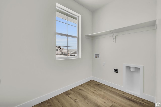 7181 Woods Rose Dr, Park City, UT 84098 - washroom with washer hookup, electric dryer hookup, baseboards, and wood finished floors