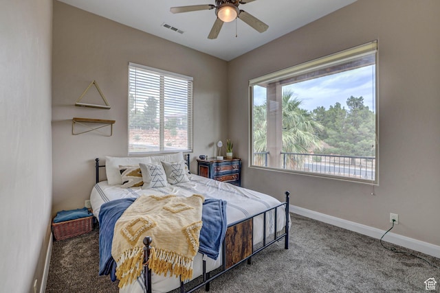 1163 W Sunrise Cir, Washington, UT 84780 - carpeted bedroom featuring visible vents, ceiling fan, and baseboards