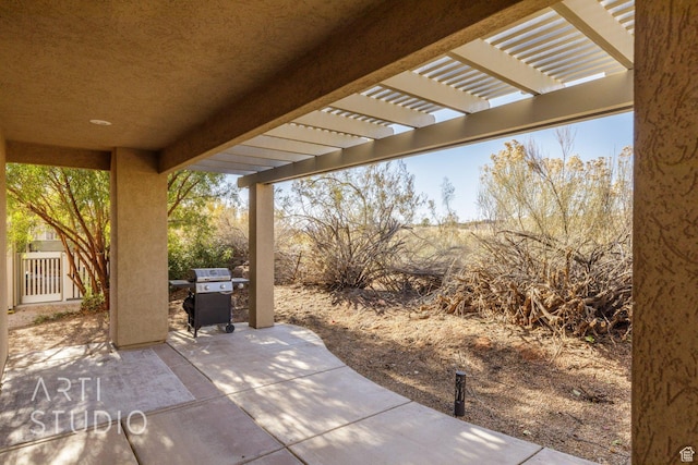 1109 N Ventana Dr, Washington, UT 84780 - view of patio featuring fence, a grill, and a pergola
