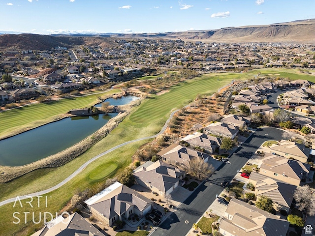 1109 N Ventana Dr, Washington, UT 84780 - drone / aerial view with view of golf course, a residential view, and a water and mountain view