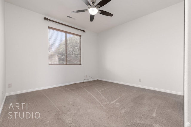 1109 N Ventana Dr, Washington, UT 84780 - carpeted spare room with baseboards, visible vents, and a ceiling fan
