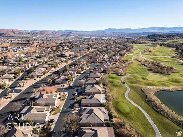 1109 N Ventana Dr, Washington, UT 84780 - aerial view with golf course view, a residential view, and a water and mountain view