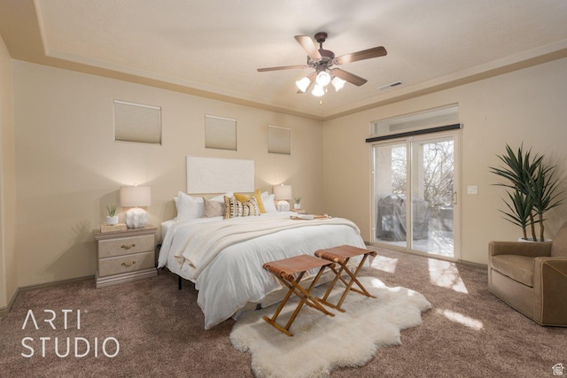 1109 N Ventana Dr, Washington, UT 84780 - carpeted bedroom featuring ceiling fan, access to outside, and visible vents