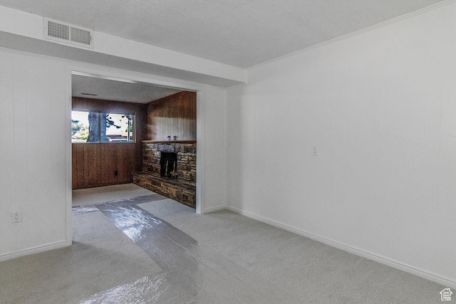 1417 E 700 S, Provo, UT 84606 - unfurnished living room featuring light carpet, baseboards, a fireplace, and visible vents