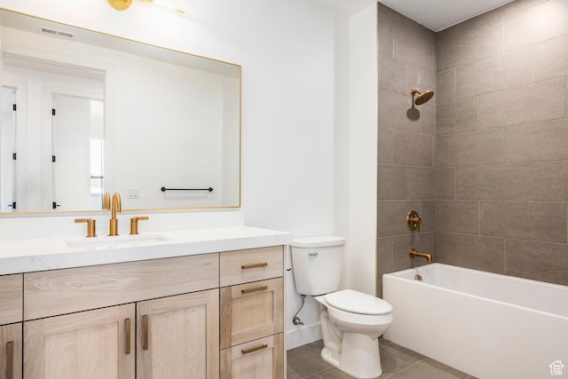 2250 E Murray Holladay Rd Unit 205, Holladay, UT 84117 - bathroom with bathtub / shower combination, toilet, visible vents, vanity, and tile patterned floors