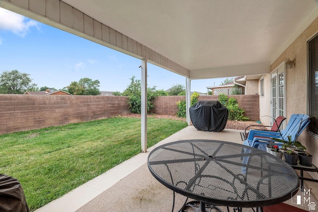 657 W 150 S, Hurricane, UT 84737 - view of patio with outdoor dining space, a fenced backyard, and a grill