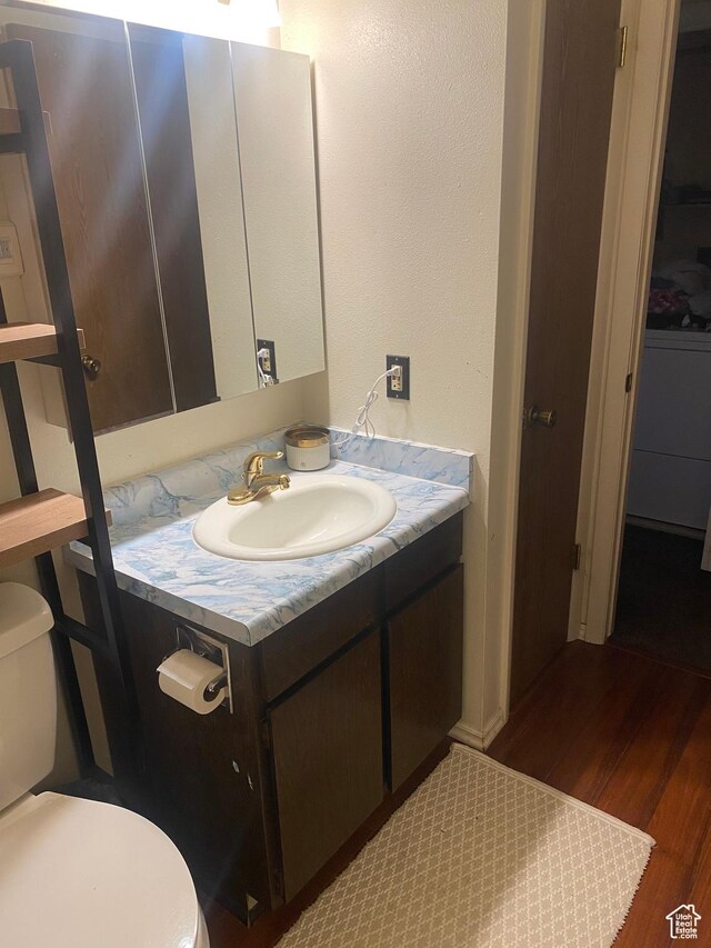 5980 S 9000 E, Jensen, UT 84035 - half bathroom with vanity, toilet, and wood finished floors