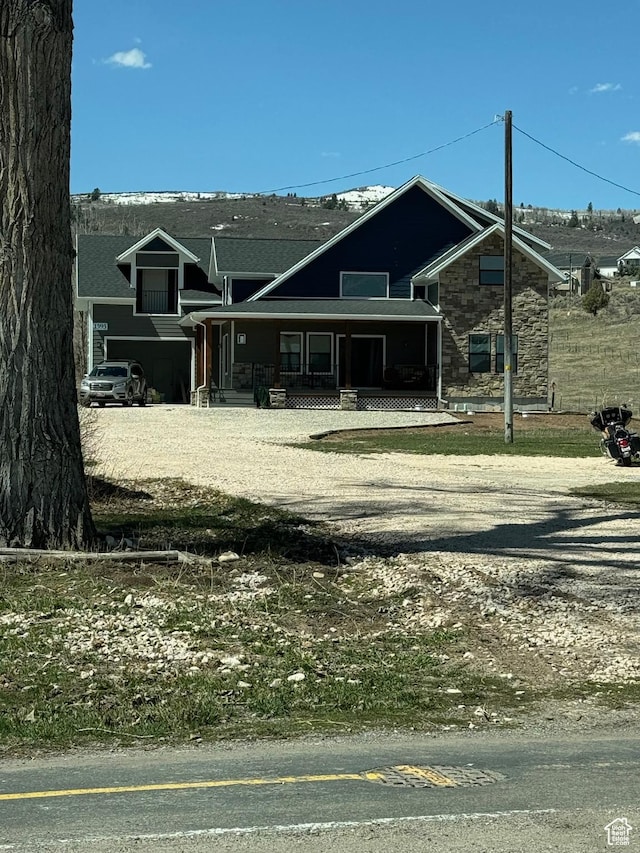1595 S Bear Lake Blvd, Garden City, UT 84028 - view of front facade with covered porch and stone siding