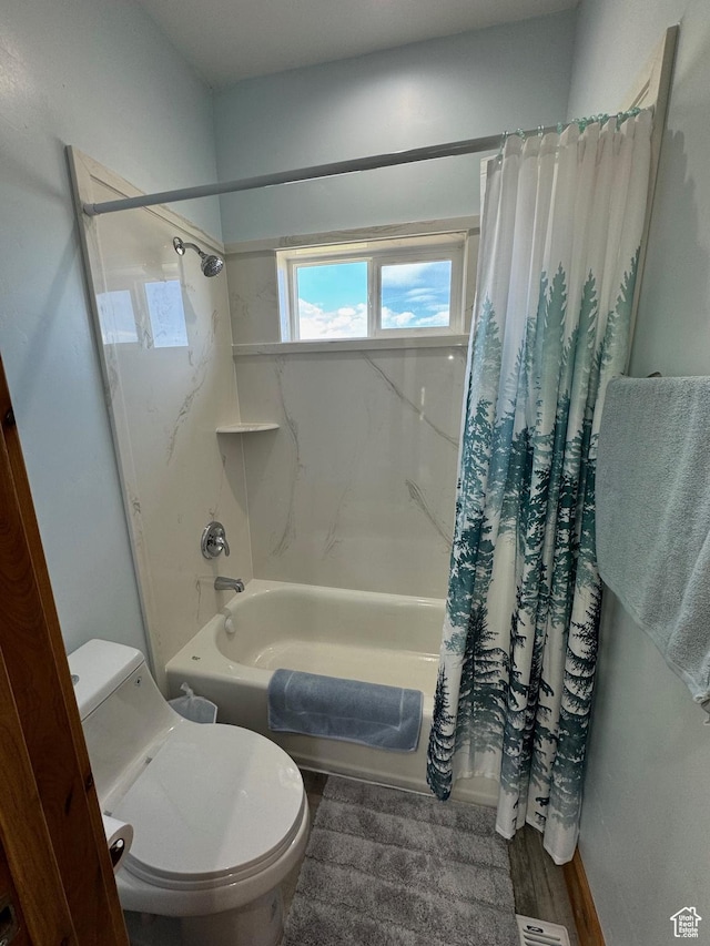 1595 S Bear Lake Blvd, Garden City, UT 84028 - bathroom with toilet, shower / tub combo, and wood finished floors