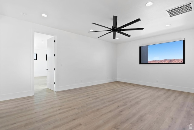 1461 W Canyon Tree Dr, St George, UT 84770 - unfurnished room with a ceiling fan, recessed lighting, visible vents, and light wood finished floors