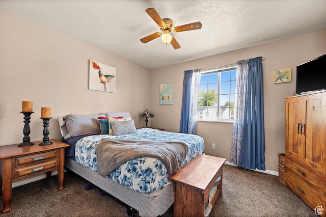 2337 W 2075 N, Clinton, UT 84015 - bedroom featuring carpet, a textured ceiling, and ceiling fan