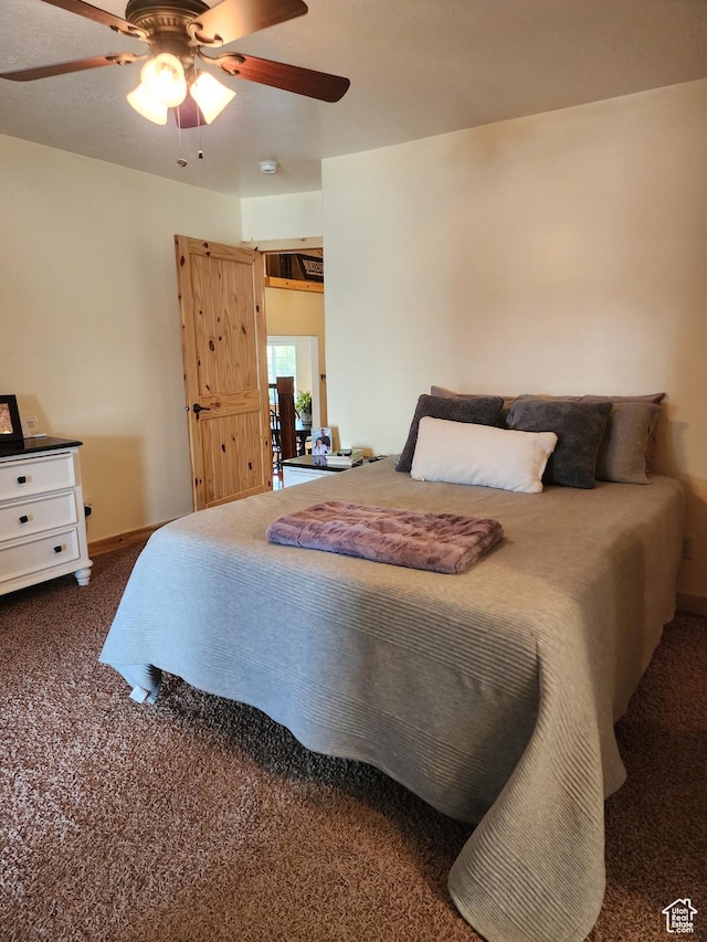 140 E 100 S, Centerfield, UT 84622 - bedroom with dark colored carpet and a ceiling fan