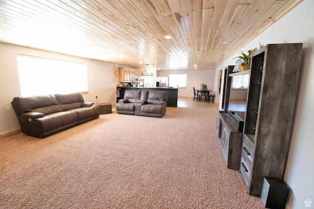 140 E 100 S, Centerfield, UT 84622 - carpeted living area with wood ceiling and recessed lighting