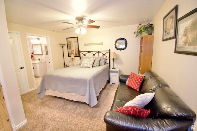 140 E 100 S, Centerfield, UT 84622 - bedroom featuring a sink, ensuite bath, a ceiling fan, and carpet flooring
