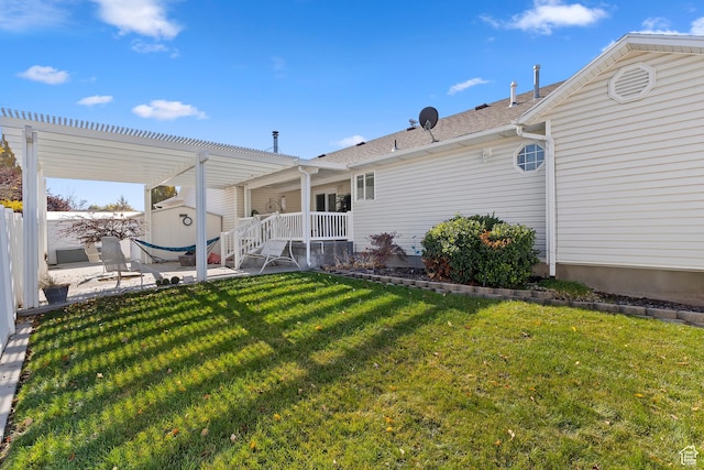 333 S Park St, Grantsville, UT 84029 - back of house featuring a patio, a lawn, fence, and a pergola